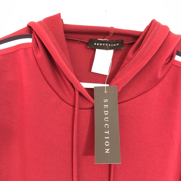 New With Tag Striped Crop Long Sleeve Hoodie - Picture 3 of 4